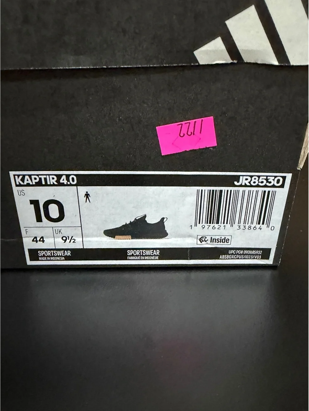 Size 10 - Adidas Kaptir 4.0 “Black Gum”